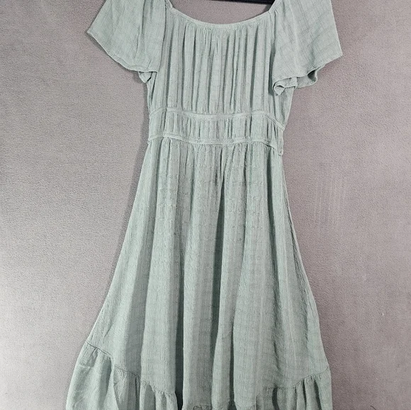 Rewind Fairy Milk Maid Midi Teir Flowy Dress Sage Green Cottagecore Size Large - Picture 9 of 10